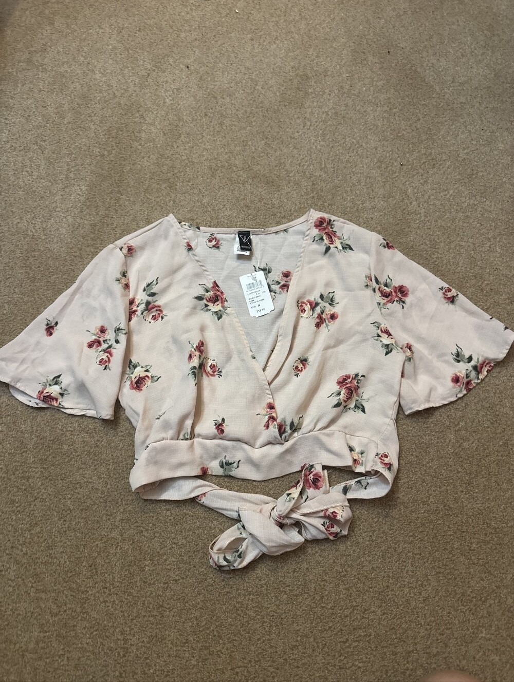 Windsor Floral Blush Wrap Crop Top